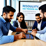 **

A diverse group of Arab professionals collaborating in a modern office. Focus on knowledge sharing, teamwork, and using digital tools like tablets and laptops. Emphasize a positive and innovative workplace atmosphere with bright lighting and a motivational poster in the background.

**