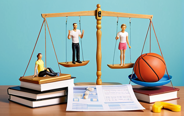 **
`A balanced scale depicting work documents on one side and leisure activities (family, sports, hobbies) on the other, in a bright and inviting style, showcasing the concept of work-life balance. Focus on harmony and equal representation.`
**