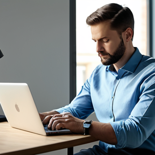 Home 9 A professional man in a modest business casual shirt, sitting calmly at a clean, minimalist desk in a modern, sunlit office. His laptop is closed, and his phone is faced down beside him, symbolizing digital detox and mental clarity. He has a thoughtful, serene expression, demonstrating focus and mental peace. The background is softly blurred to emphasize his state of calm concentration. The image should convey a sense of control over information and a clear mind. fully clothed, appropriate attire, safe for work, perfect anatomy, natural proportions, well-formed hands, proper finger count, natural body proportions, professional dress, high-quality, professional photography, appropriate content, modest, family-friendly.