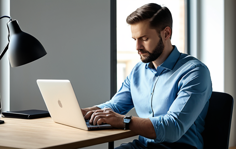 A professional man in a modest business casual shirt, sitting calmly at a clean, minimalist desk in a modern, sunlit office. His laptop is closed, and his phone is faced down beside him, symbolizing digital detox and mental clarity. He has a thoughtful, serene expression, demonstrating focus and mental peace. The background is softly blurred to emphasize his state of calm concentration. The image should convey a sense of control over information and a clear mind. fully clothed, appropriate attire, safe for work, perfect anatomy, natural proportions, well-formed hands, proper finger count, natural body proportions, professional dress, high-quality, professional photography, appropriate content, modest, family-friendly.