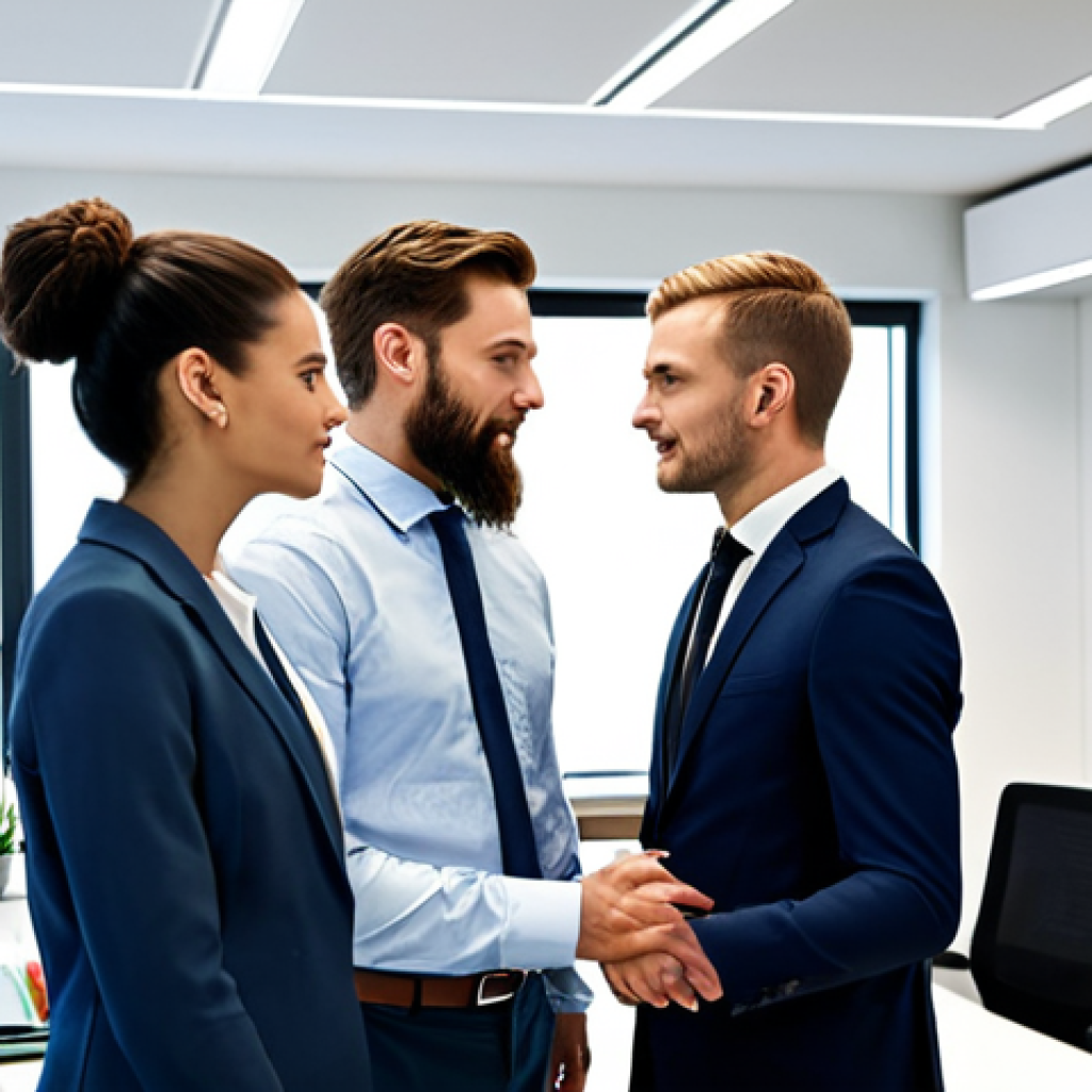 업무 분담과 인지적 자원 관리 - A professional team collaborating in a modern office setting, fully clothed, appropriate attire, saf...