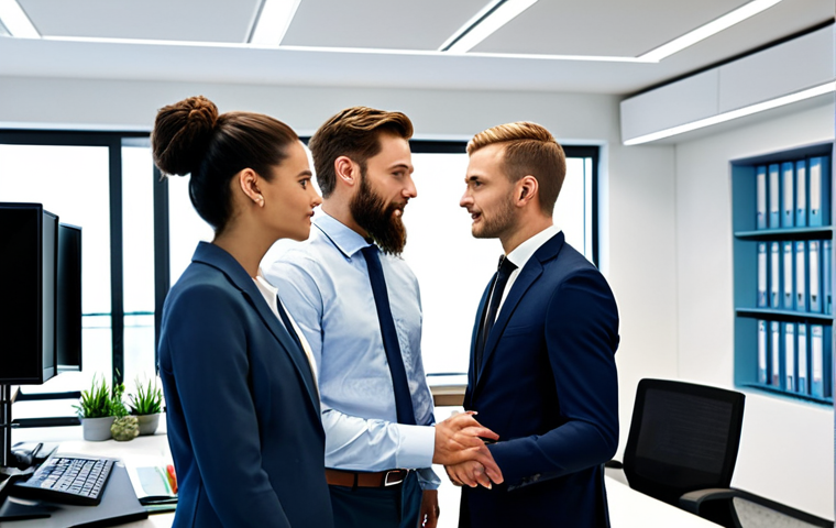 업무 분담과 인지적 자원 관리 - A professional team collaborating in a modern office setting, fully clothed, appropriate attire, saf...