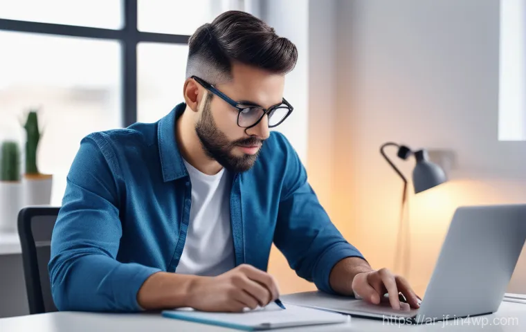 자기관리와 인지적 자원 전략 - A focused young professional, of ambiguous gender, in a modern, minimalist home office. The scene sh...
